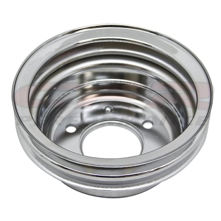 Cfr Performance Steel Crank Pulley 2 Groove - Chrome for 1964-1966 Ford SB HZ-9774-C